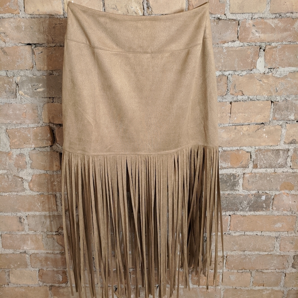 Faux suede Fringe Skirt